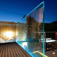 Balcon Escalier Villa Rampe Led Bandes Verre Tenant Clips Alliage d'Aluminium Verre Trempé Garde-corps Sans Cadre Lumière Led Eau