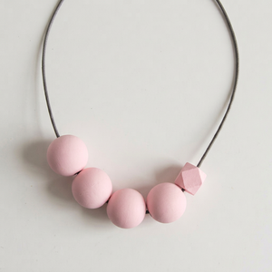 Pink Resin Beaded Necklace Geometric <b>Ball</b> Shape Trendy Statement Jewelry Unisex Gift - Product Image 1