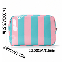 Trousse de maquillage à rayures roses, organisateur de toilette en PVC imperméable, pochette de voyage pour cosmétiques, étui de toilette de grande capacité pour femmes et filles