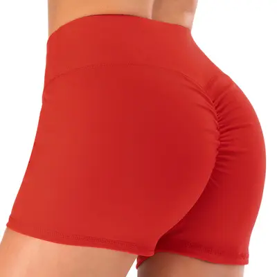 La migliore Vendita di Colore Solido Classico Scrunch Butt Bike Shorts Atletica Allenamento di Yoga Shorts Stretch Palestra di Allenamento Scrunch Butt Pantaloncini