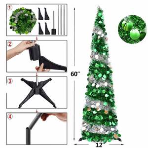 Árbol de Navidad Inflable Plegable de 1.5 Metros, Verde, con Adornos de Lentejuelas, para Fiestas Navideñas, Decoración Luminosa para el Hogar - Product Image 3