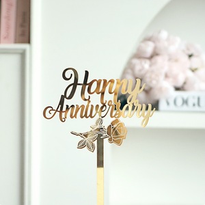 Décoration de gâteau d'<span class=keywords><strong>anniversaire</strong></span> en acrylique avec motif de rose pour <span class=keywords><strong>anniversaire</strong></span>, fête romantique, célébration et fournitures de mariage, décoration de cupcake - Product Image 6