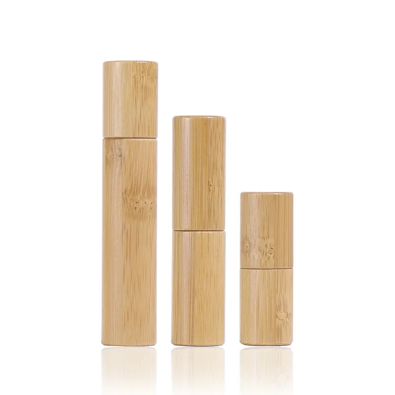 Empty Small Bamboo 5cc 5g 10ml Oil Perfume 5ml Wooden Roll on Bottle With Stainless Steel Roller Ball for eye skin care