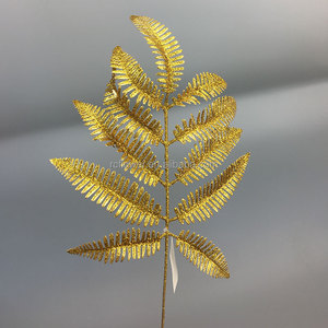 Venta al por mayor de plantas y flores artificiales de Monstera hojas de <span class=keywords><strong>palma</strong></span> de hoja <span class=keywords><strong>dorada</strong></span> boda decoración del hogar rama de hoja artificial - Product Image 3