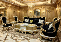 Sofá de Madera Dorado Retro, Estilo Europeo, de Lujo, con Esponja de Alta Densidad, Desmontable y Lavable, para Villa Real Turca