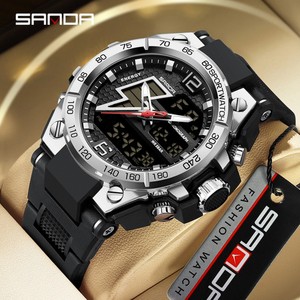 SANDA 6137 นาฬิกาดิจิตอลสไตล์ธุรกิจดีไซน์เท่ห์กันน้ำนาฬิกาข้อมืออิเล็กทรอนิกส์ - Product Image 1