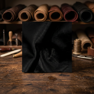 Cuir de vachette grainé noir, cuir véritable, tissu écologique, groupe JNA, épaisseur 0,8-1,2 mm, matériau texturé pour accessoires et artisanat - Product Image 1