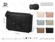 Portacarte da donna a tre ante in pelle PU con chiusura a bottone per carte di credito - Product Image 1