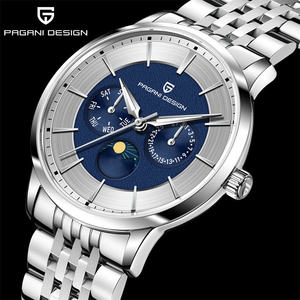 PAGANI DESIGN NOUVEAU 1795 Montre de luxe multifonctionnelle pour homme 40MM en acier inoxydable avec phases de lune, mouvement à quartz, étanche 100m, verre saphir - Product Image 3