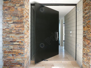 <span class=keywords><strong>Porte</strong></span> pivotante en bois Prima Modern Entrance Security avec panneau durable, une seule vitre latérale, une longue poignée et une serrure pour les maisons - Product Image 3