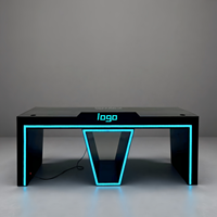 Station DJ futuriste en métal miroir éclairée avec logo personnalisé pour boîte de nuit
