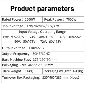 Inversor de Alta Eficiencia HorGei de 7000W - Portátil y Conveniente para Uso Doméstico, Motor con Control Remoto, Doble 1A, LCD, OEM, 7000W, 60Hz - Product Image 6
