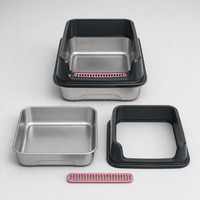 Bac à litière pour chat d'intérieur durable en acier inoxydable, sans poussière, désodorisant, lavable
