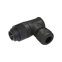 Connecteurs Circulaires DC Assemblés SIGNAL RD24, 6+PE Broches, Fixation par Vis, 6A 250V, IP67, Angle 90°, Contact Laiton, Boîtier Nylon, Automatisation