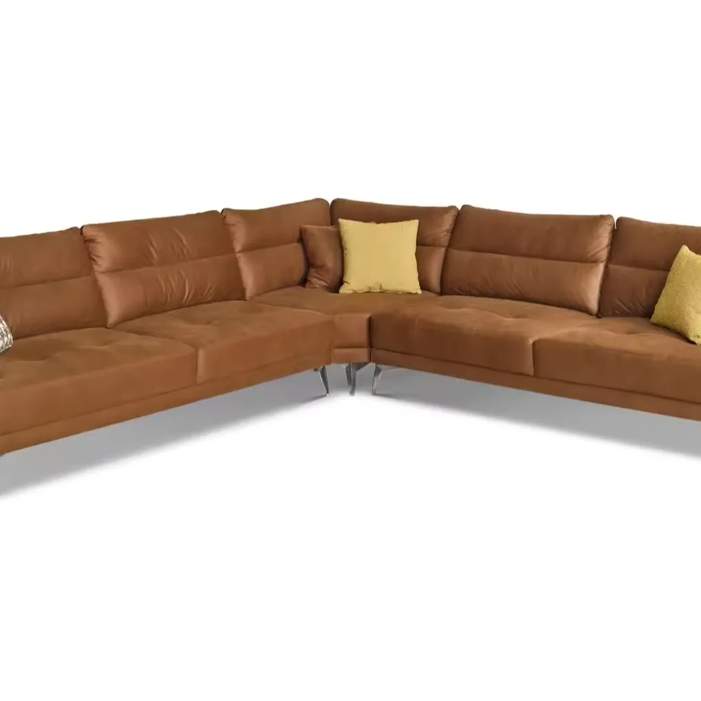 HOT sale Upholstered sofa corner sofa L shape large living area sofa brown modern Living Room