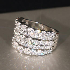 Anillos de Eternidad para Mujer T0788, Diseño de Copo de Nieve, Engaste Pavé, Piedras Redondas de Circonita Cúbica Creada en Laboratorio, Joyería de Moda Navideña - Product Image 6