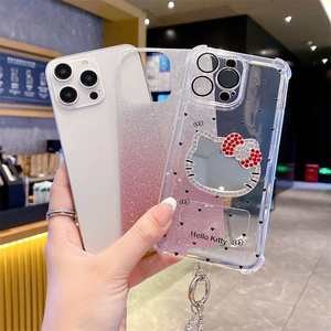 Luxe KT Miroir TPU Gradient Paillettes Avec Lentille Protecteur Téléphone étui pour <span class=keywords><strong>iphone</strong></span> 16 15 14 13 12 ProMax <span class=keywords><strong>Xs</strong></span> Couvre Bracelet Chaînes - Product Image 4