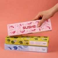 Boîte à sushi écologique de qualité alimentaire en gros avec laminage mat et gaufrage, logo personnalisé, matériaux recyclés, emballage pour produits sucriers