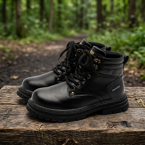 Botas de Microfibra Negra Suaves para Motociclistas, Estilo Pareja para Hombre y Mujer, Novedad de Otoño Invierno, Botas de Media Caña para Senderismo al Aire Libre - Product Image 1