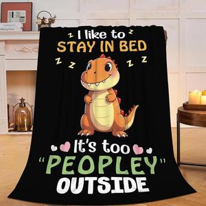 Black Dinosaur Zzz Text Flannel <b>Blanket</b> Throw <b>Blanket</b> Nap <b>Blanket</b> Cozy <b>Warm</b> Super Soft for Bedroom Living Room Custom Print - Product Image 1