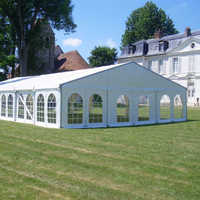 Tente de Réception Événementielle en PVC Blanc pour Mariage, Hall, Banquet, Fête – Différentes Tailles (10x12 à 20x30) pour 50, 100, 300, 500 Personnes