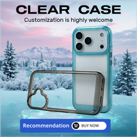 Coque de téléphone transparente vierge avec bords colorés, antichoc et anti-UV, vente en gros pour iPhone 18 17 16 15 14 13 Pro Max
