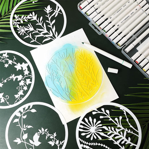 Pochoirs ronds à fleurs sauvages pour la <span class=keywords><strong>peinture</strong></span>, modèle de <span class=keywords><strong>pochoir</strong></span> pour la création de journaux et de carnets, pochoirs de dessin de fleurs - Product Image 4
