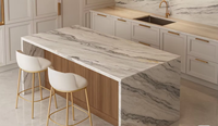 Marbre Brésilien Naturel de Luxe Moderne Écologique Macaubas Fantasy Gris-Blanc à Veines Fluides pour Mur TV, Cuisine, Villa
