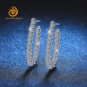 2023 New Silver S925 Sterling Silver U-shaped Earrings 1.76CT Lab Diamond Full D color Moissanite Stud Earrings Luxury Jewelry