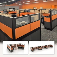 Système de poste de travail en cubicle de bureau moderne, bureau informatique en bois avec tiroir à dossiers, aménagement d'espace de travail commercial convertible