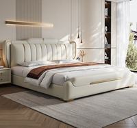 Ensemble de meubles de chambre à coucher moderne King-size, vente directe d'usine, lit rembourré doux, cadre en bois, rangement rotatif, design sans lavage