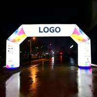 Arche publicitaire gonflable éclairée par LED, arche géante gonflable personnalisée et imperméable pour événements extérieurs, courses sportives et branding