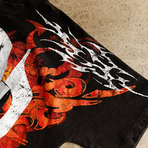 T-shirts unisexes personnalisés en coton épais, style streetwear, illustration de <span class=keywords><strong>masque</strong></span> flamme rouge, Y2K, coupe ample, impression DTG pour hommes - Product Image 3