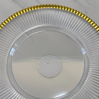 Assiette de présentation dorée avec perles, assiette décorative pour dîner, hôtel, banquet, mariage, décoration de table dorée