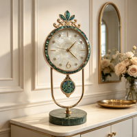 Horloge de style européen de luxe, fabriquée en métal avec des coquilles de perles de mer profonde et des strass, vente directe d'usine, décoration d'intérieur
