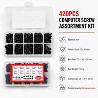 Kit d'Assortiment de 420 Vis à Tête Plate Hexagonale Noire, Vis de Réparation pour Ordinateur, Électronique, Ordinateur Portable, Plaqué Zinc