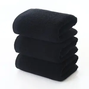 cheap promotional 100% cotton terry black color hand towel