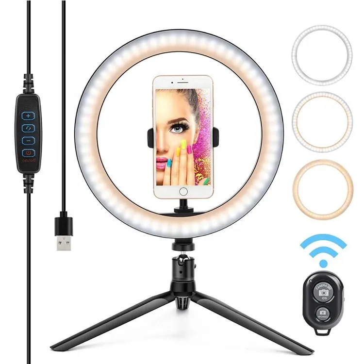 Light Ring 10 Inch Photographic Lighting Cell Phone Led Lamp Camera Selfie Ringlight Holder Fill Ring Light With Tripod Stand