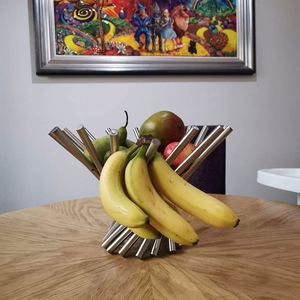 Large Size Orange Fruit Holder in Silver Modern Fruit Bowl Stainless Steel Kitchen Basket - Product Image 4