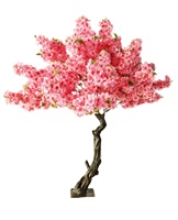 Décoration intérieure bleue, arbre à fleurs de cerisier artificiel de 3 m (10 pieds) avec quatre pots de 8 pieds et centre de table violet de 6 pieds, livraison incluse, globe bordeaux