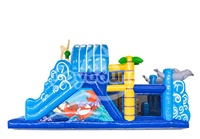 Parcours d'obstacles gonflable robuste, château gonflable commercial pour enfants et adultes, idéal pour les événements extérieurs, la location, les défis sportifs et les jeux.