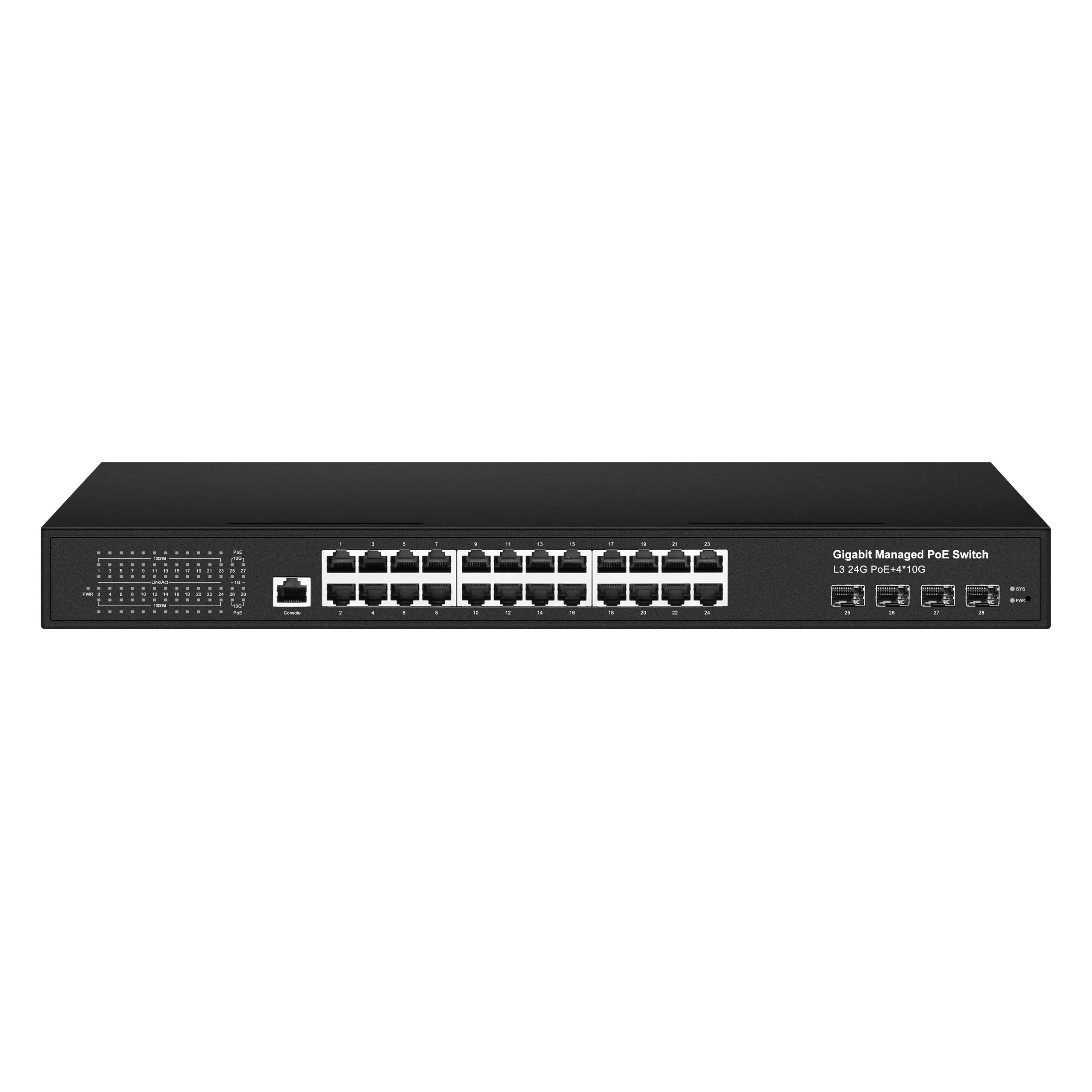 L3-Switch 24 Ports 1000 Mbit/s POE-Switch 4-Port 10G SFP Managed Network Switch Giga 24-Port