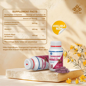 Extrait de Canneberge Triple Action 5% Proanthocyanidines Vitamine C Mélange Probiotique pour les Soignants en Soin Préventif 90 gélules En Stock Maintenant - Product Image 5