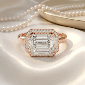 Anillo de Diamantes con Corte Esmeralda de 1.00 CT, Certificado IGI, Oro Rosa de 14K, Regalo de Aniversario de Boda para Mujer, Diamantes Cultivados en Laboratorio - Product Image 2