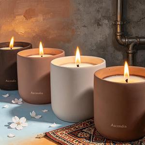 Vela Aromática de Cerámica Ascendia, Cera de Soja, Aromaterapia, Estilo Minimalista, Hecha a Mano, Fragancia Floral, Duración de 40-60 Horas - Product Image 3