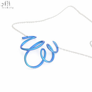 High Quality Curved Lines Series Trendy Elegant Stud Earrings 18K Solid Gold Real Natural Diamonds & Sapphire Pendant <b>Necklace</b> - Product Image 2