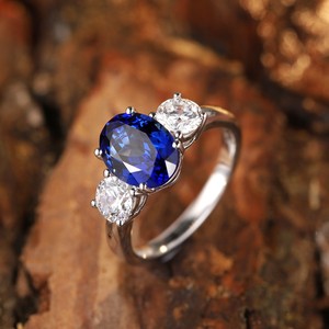 Bague en <span class=keywords><strong>saphir</strong></span> cultivé en laboratoire certifié, argent sterling 925, bleu royal, <span class=keywords><strong>bijoux</strong></span> fins certifiés <span class=keywords><strong>pour</strong></span> femmes - Product Image 1