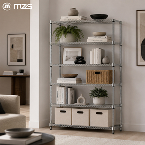 Estantería Metálica de 6 Niveles MZG, de Acero al Carbono, sin Pernos, Tipo Vertical, Moderna, para Organización de la Sala de Estar - Product Image 1