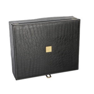 Factory Direct Sale Custom Black Crocodile Leather Perfume Box Packaging Velvet Lining Square Perfume Gift Box Packaging