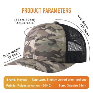 Gorra de Camionero de 6 Paneles con Malla y Parche Bordado de Camuflaje Personalizado, Etiqueta de Cuero de Camuflaje, Casquette, Gorras - Product Image 2